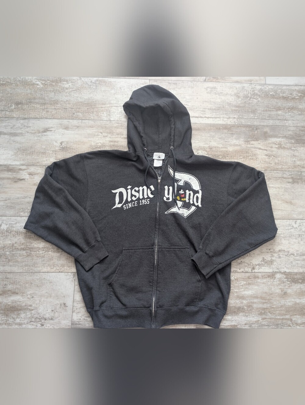 Disneyland Black Zip-Up Hoodie with Mickey Logo